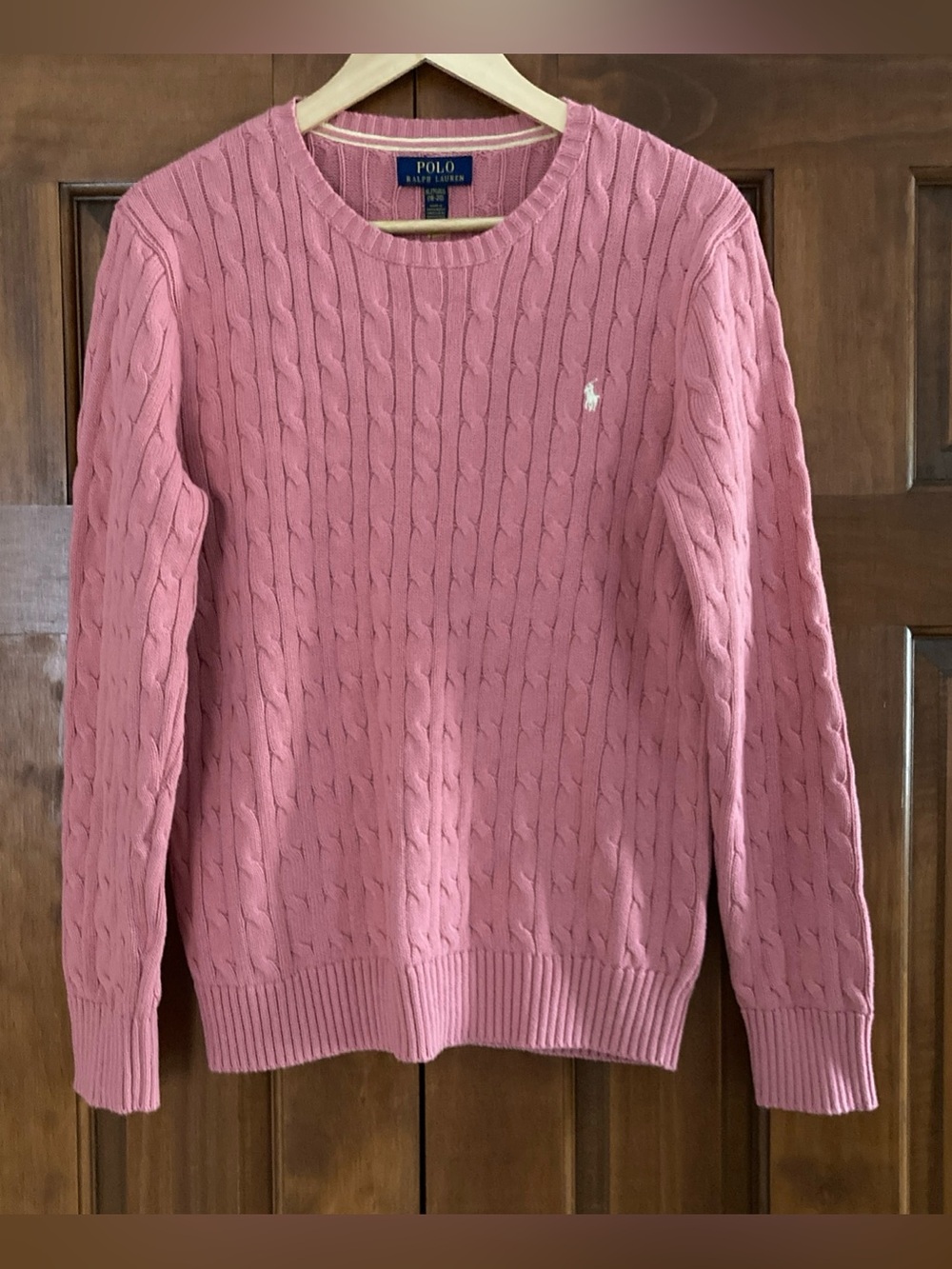 NWT Polo Ralph Lauren Dusty Rose Cable Knit Crew neck Sweater boys XL 18-20